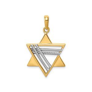 14K Gold Two Tone Star Of David Pendant (NO CHAIN)